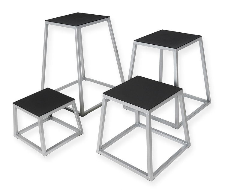 FITNESS DELUXE - Conjunto 4 Caixas Salto em Ferro, 30, 45, 60 e 70cm