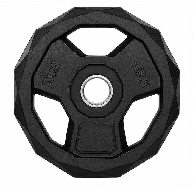 FITNESS DELUXE - Disco Olimpico PREMIUM Hexgonal, Casquilhos em Aço, 15kg