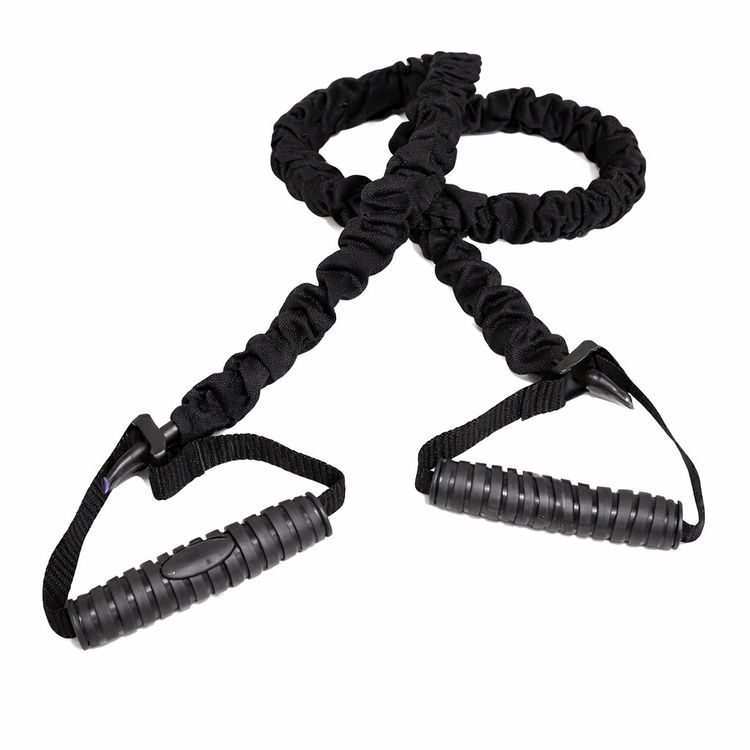 FITNESS DELUXE - Elastico Tubular c/ Pegas Plus Extra Forte, Negro