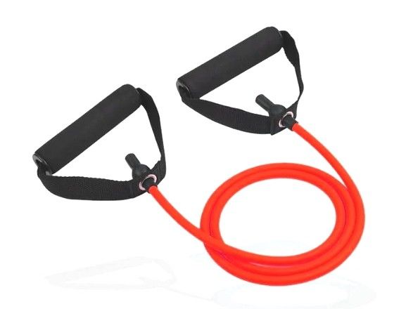 FITNESS DELUXE - Elastico Tubular c/ Pegas, Médio, Vermelho