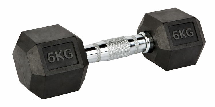 FITNESS DELUXE - Halteres hexagonais 6kg, un