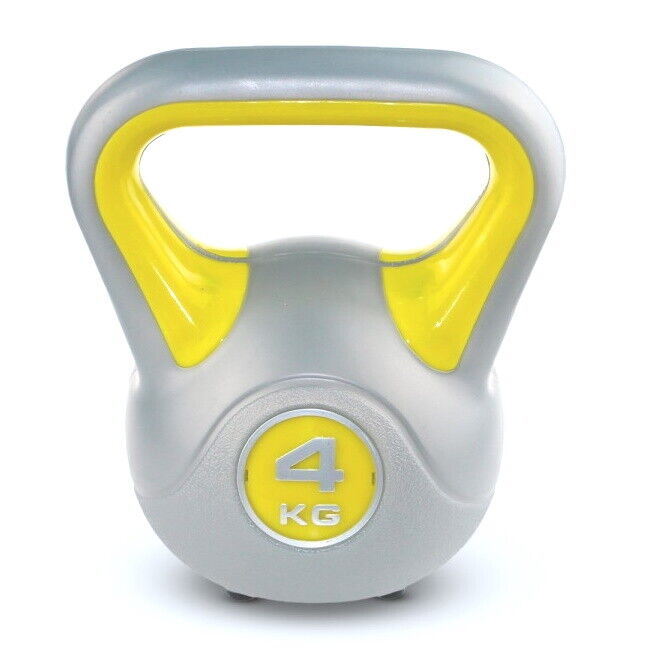 SVELTUS - Kettlebell Fit, 4kg, Cinza e Amarelo