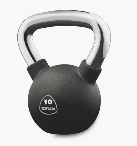 ZIVA PERFORMANCE - Kettlebell de borracha, pega em aço 10kg