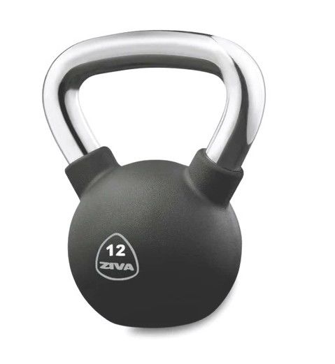 ZIVA PERFORMANCE - Kettlebell de borracha, pega em aço 12kg