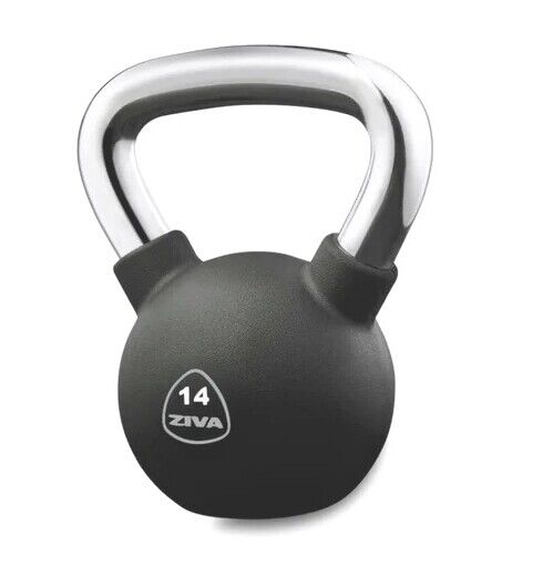 ZIVA PERFORMANCE - Kettlebell de borracha, pega em aço 14kg