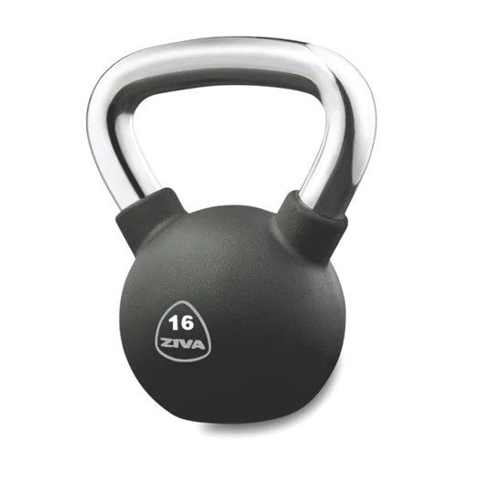 ZIVA PERFORMANCE - Kettlebell de borracha, pega em aço 16kg