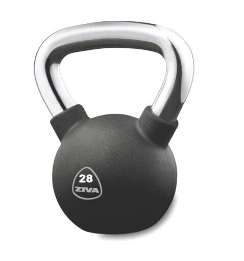 ZIVA PERFORMANCE - Kettlebell de borracha, pega em aço 28kg