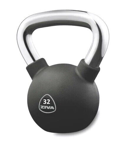 ZIVA PERFORMANCE - Kettlebell de borracha, pega em aço 32kg