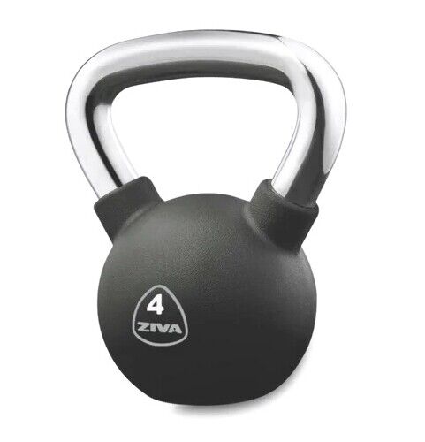ZIVA PERFORMANCE - Kettlebell de Borracha, Pega em Aço 4kg