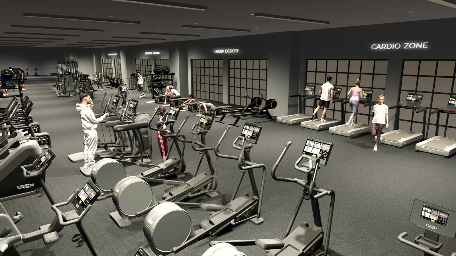 Render 3D de um espaço de treino projetado com ecdesign 5